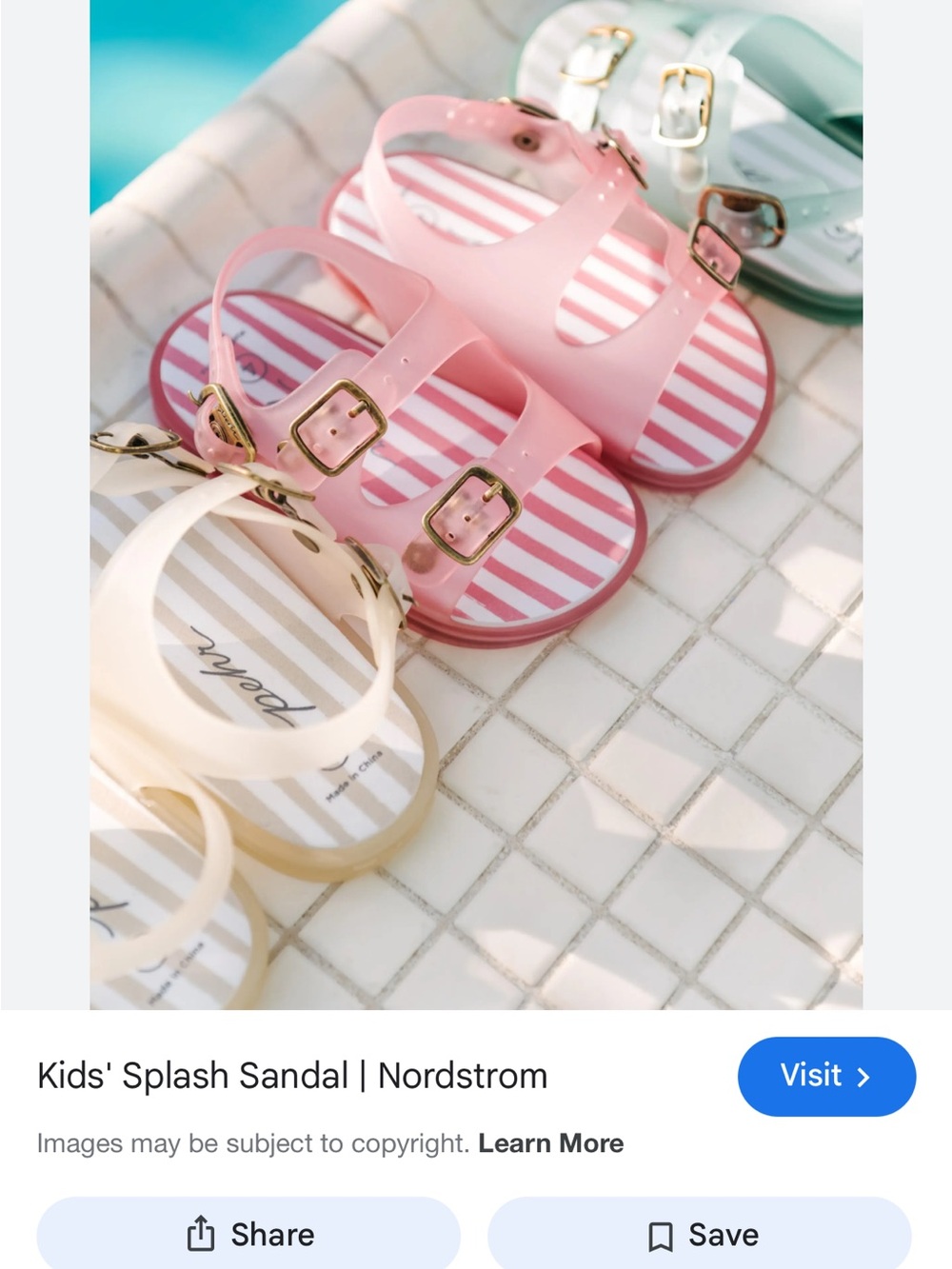 Kids' Pink Stripe Jelly Sandals with Gold Buckles
